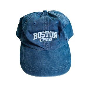 Boston 1630 Hat Adjustable Strap Blue White Embroidered Cap (1)
